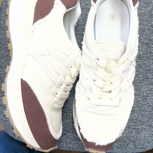 Veronica Beard Cream Textured Sneakers
